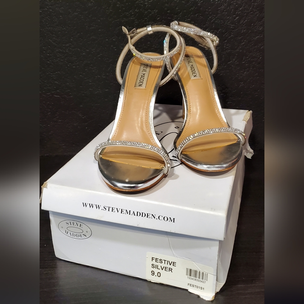Steve Madden rhinestone strap heel sandals size 9